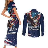 US Navy 250th Anniversary Couples Matching Short Sleeve Bodycon Dress and Long Sleeve Button Shirt Proudly Served Veteran - Wonder Print Shop
