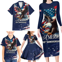 US Navy 250th Anniversary Family Matching Long Sleeve Bodycon Dress and Hawaiian Shirt Proudly Served Veteran - Wonder Print Shop