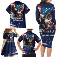 US Navy 250th Anniversary Family Matching Long Sleeve Bodycon Dress and Hawaiian Shirt Proudly Served Veteran - Wonder Print Shop