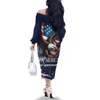 US Navy 250th Anniversary Family Matching Off The Shoulder Long Sleeve Dress and Hawaiian Shirt Proudly Served Veteran - Wonder Print Shop