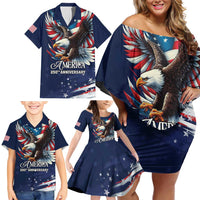 US Navy 250th Anniversary Family Matching Off Shoulder Short Dress and Hawaiian Shirt Proudly Served Veteran - Wonder Print Shop