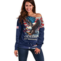 US Navy 250th Anniversary Off Shoulder Sweater Proudly Served Veteran - Wonder Print Shop