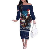 US Navy 250th Anniversary Off The Shoulder Long Sleeve Dress Proudly Served Veteran - Wonder Print Shop
