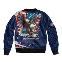 US Navy 250th Anniversary Sleeve Zip Bomber Jacket Proudly Served Veteran - Wonder Print Shop