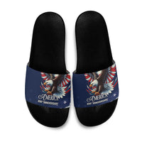 US Navy 250th Anniversary Slide Sandals Proudly Served Veteran - Wonder Print Shop