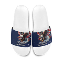 US Navy 250th Anniversary Slide Sandals Proudly Served Veteran - Wonder Print Shop