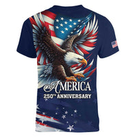 US Navy 250th Anniversary Women V-Neck T-Shirt Proudly Served Veteran - Wonder Print Shop