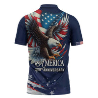 US Navy 250th Anniversary Zipper Polo Shirt Proudly Served Veteran - Wonder Print Shop