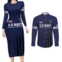 America 250th Anniversary Eagle Couples Matching Long Sleeve Bodycon Dress and Long Sleeve Button Shirt Patriotic USA Flag - Wonder Print Shop