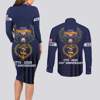 America 250th Anniversary Eagle Couples Matching Long Sleeve Bodycon Dress and Long Sleeve Button Shirt Patriotic USA Flag - Wonder Print Shop