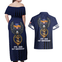 America 250th Anniversary Eagle Couples Matching Off Shoulder Maxi Dress and Hawaiian Shirt Patriotic USA Flag - Wonder Print Shop