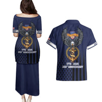 America 250th Anniversary Eagle Couples Matching Puletasi and Hawaiian Shirt Patriotic USA Flag - Wonder Print Shop