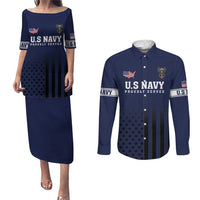 America 250th Anniversary Eagle Couples Matching Puletasi and Long Sleeve Button Shirt Patriotic USA Flag - Wonder Print Shop