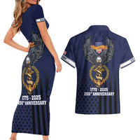 America 250th Anniversary Eagle Couples Matching Short Sleeve Bodycon Dress and Hawaiian Shirt Patriotic USA Flag - Wonder Print Shop