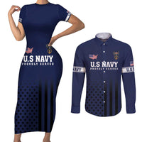America 250th Anniversary Eagle Couples Matching Short Sleeve Bodycon Dress and Long Sleeve Button Shirt Patriotic USA Flag - Wonder Print Shop