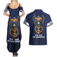 America 250th Anniversary Eagle Couples Matching Summer Maxi Dress and Hawaiian Shirt Patriotic USA Flag - Wonder Print Shop