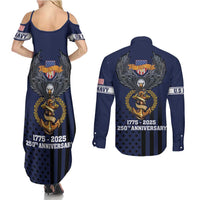 America 250th Anniversary Eagle Couples Matching Summer Maxi Dress and Long Sleeve Button Shirt Patriotic USA Flag - Wonder Print Shop