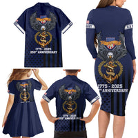 America 250th Anniversary Eagle Family Matching Long Sleeve Bodycon Dress and Hawaiian Shirt Patriotic USA Flag - Wonder Print Shop