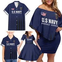 America 250th Anniversary Eagle Family Matching Off Shoulder Short Dress and Hawaiian Shirt Patriotic USA Flag - Wonder Print Shop