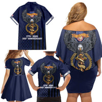 America 250th Anniversary Eagle Family Matching Off Shoulder Short Dress and Hawaiian Shirt Patriotic USA Flag - Wonder Print Shop