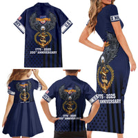 America 250th Anniversary Eagle Family Matching Short Sleeve Bodycon Dress and Hawaiian Shirt Patriotic USA Flag - Wonder Print Shop