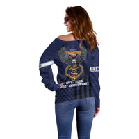 America 250th Anniversary Eagle Off Shoulder Sweater Patriotic USA Flag - Wonder Print Shop