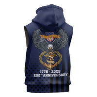 America 250th Anniversary Eagle Sleeveless Hoodie Patriotic USA Flag - Wonder Print Shop