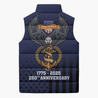 America 250th Anniversary Eagle Sleeveless Puffer Jacket Patriotic USA Flag - Wonder Print Shop