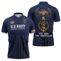 America 250th Anniversary Eagle Zipper Polo Shirt Patriotic USA Flag - Wonder Print Shop