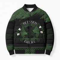 Personalized Imbolc Blessed Celtic Knot Bomber Puffer Jacket Brigids Cross Symbol - Wonder Print Shop