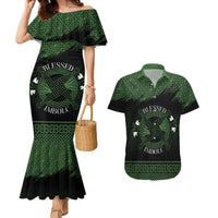 Personalized Imbolc Blessed Celtic Knot Couples Matching Mermaid Dress and Hawaiian Shirt Brigids Cross Symbol - Wonder Print Shop