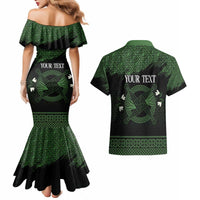 Personalized Imbolc Blessed Celtic Knot Couples Matching Mermaid Dress and Hawaiian Shirt Brigids Cross Symbol - Wonder Print Shop