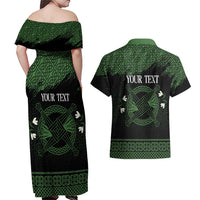 Personalized Imbolc Blessed Celtic Knot Couples Matching Off Shoulder Maxi Dress and Hawaiian Shirt Brigids Cross Symbol - Wonder Print Shop
