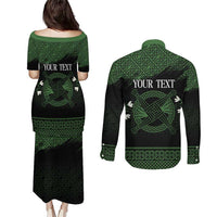 Personalized Imbolc Blessed Celtic Knot Couples Matching Puletasi and Long Sleeve Button Shirt Brigids Cross Symbol - Wonder Print Shop
