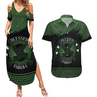 Personalized Imbolc Blessed Celtic Knot Couples Matching Summer Maxi Dress and Hawaiian Shirt Brigids Cross Symbol - Wonder Print Shop