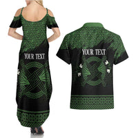 Personalized Imbolc Blessed Celtic Knot Couples Matching Summer Maxi Dress and Hawaiian Shirt Brigids Cross Symbol - Wonder Print Shop