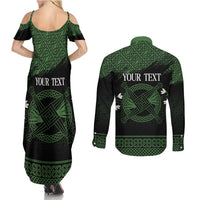 Personalized Imbolc Blessed Celtic Knot Couples Matching Summer Maxi Dress and Long Sleeve Button Shirt Brigids Cross Symbol - Wonder Print Shop