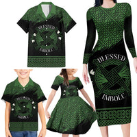 Personalized Imbolc Blessed Celtic Knot Family Matching Long Sleeve Bodycon Dress and Hawaiian Shirt Brigids Cross Symbol - Wonder Print Shop