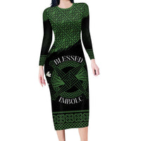 Personalized Imbolc Blessed Celtic Knot Family Matching Long Sleeve Bodycon Dress and Hawaiian Shirt Brigids Cross Symbol - Wonder Print Shop