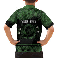 Personalized Imbolc Blessed Celtic Knot Family Matching Off The Shoulder Long Sleeve Dress and Hawaiian Shirt Brigids Cross Symbol - Wonder Print Shop