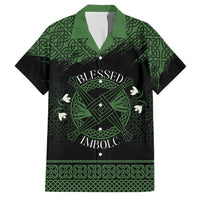 Personalized Imbolc Blessed Celtic Knot Family Matching Off The Shoulder Long Sleeve Dress and Hawaiian Shirt Brigids Cross Symbol - Wonder Print Shop