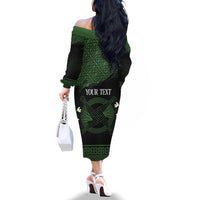 Personalized Imbolc Blessed Celtic Knot Family Matching Off The Shoulder Long Sleeve Dress and Hawaiian Shirt Brigids Cross Symbol - Wonder Print Shop