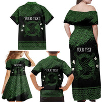 Personalized Imbolc Blessed Celtic Knot Family Matching Off Shoulder Maxi Dress and Hawaiian Shirt Brigids Cross Symbol - Wonder Print Shop