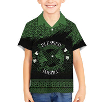 Personalized Imbolc Blessed Celtic Knot Family Matching Off Shoulder Maxi Dress and Hawaiian Shirt Brigids Cross Symbol - Wonder Print Shop