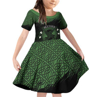 Personalized Imbolc Blessed Celtic Knot Family Matching Off Shoulder Short Dress and Hawaiian Shirt Brigids Cross Symbol - Wonder Print Shop