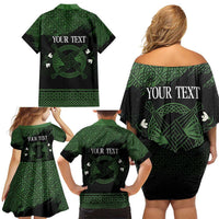 Personalized Imbolc Blessed Celtic Knot Family Matching Off Shoulder Short Dress and Hawaiian Shirt Brigids Cross Symbol - Wonder Print Shop