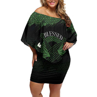 Personalized Imbolc Blessed Celtic Knot Family Matching Off Shoulder Short Dress and Hawaiian Shirt Brigids Cross Symbol - Wonder Print Shop