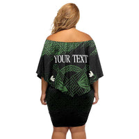 Personalized Imbolc Blessed Celtic Knot Family Matching Off Shoulder Short Dress and Hawaiian Shirt Brigids Cross Symbol - Wonder Print Shop