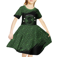 Personalized Imbolc Blessed Celtic Knot Kid Short Sleeve Dress Brigids Cross Symbol - Wonder Print Shop