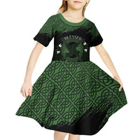 Personalized Imbolc Blessed Celtic Knot Kid Short Sleeve Dress Brigids Cross Symbol - Wonder Print Shop
